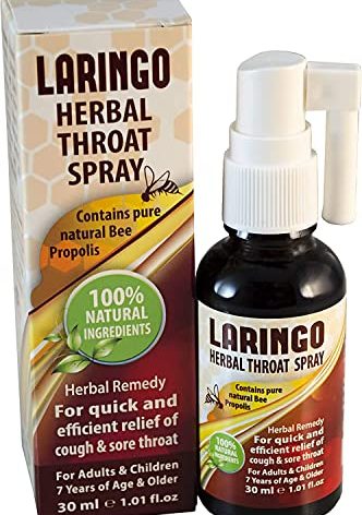 DR. SCHAVIT Laringo Throat Spray - Contains Pure 99% Raw Bee Propolis Extract - 100% Natural Throat Remedy for Adults and Children - Gluten Free, Quick Relief. Kosher - 1 FL Oz
