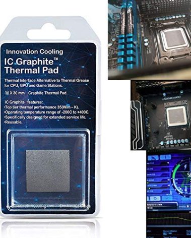 Innovation Cooling Graphite Thermal Pad – Permanent Replacement for Thermal Paste/Grease(40x40mm 2-Pack)
