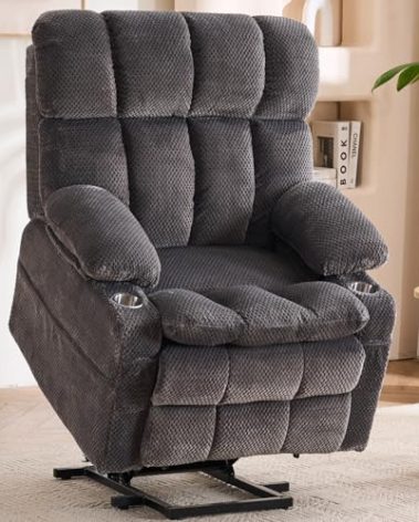 Zuacs Dual Motor Power Lift Recliner Chair for Elderly,Electric Lift Chair with Adjustable Headrest, Heat and Massage,Lay Flat Recliner with Cup Holders,USB Ports,Type C,Zero Gravity, Grey