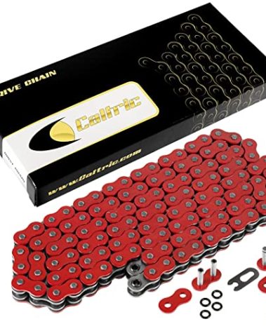 Caltric Red 530-Pitch 120-Links O-Ring Drive Chain Compatible with ATV/UTV/Quad/Side X Side/Motorcycle/Dirtbike/with Rivet and Clip on Master Links