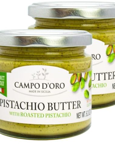 CAMPO D'ORO - Pistachio Cream Butter, Sweet, 2 x 6.35 oz (180 g), Premium Ingredient to make Knafeh Pistachio Dubai Chocolate Bar - Pack of 2