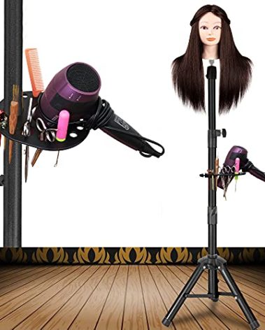 Wig Stand Tripod 55 Inch Metal Wig Mannequin Head Tripod Stand For Hairdressing Training Head Adjustable Wig Tripod Stand with Tool Tray (Mannequin Head Not Included)