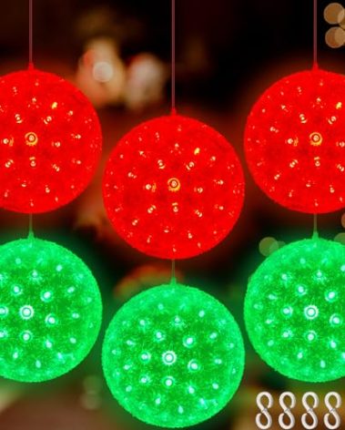 Baquler 6 Pcs 5.5 in Christmas Starlight Sphere 100 LED Lighted Sphere Balls Christmas Hanging Ball Light with Stackable Plug for Trees Xmas Party Weddings Porches Indoor Outdoor Decor(Red, Green)