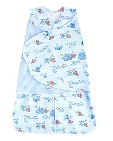 HALO Disney Baby Finding Nemo 100% Cotton Sleepsack Swaddle, 3-Way Adjustable Wearable Blanket, Nemo Tie Dye, Newborn, 0-3 Months
