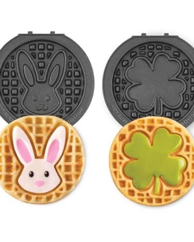 DASH MultiMaker® Mini System Two 4” Nonstick Removable Waffle Plates (Bunny & Shamrock) - 2Pc Plate Pack Compatible with Dash MultiMaker® Mini System, Nonstick Surface