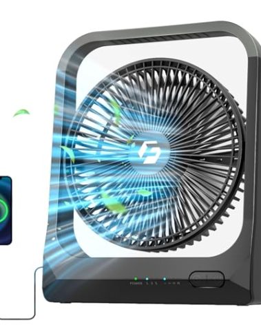 8-inch USB Portable Fan - 20800mAh Rechargeable Battery Operated Fan (80Hrs work time) - Personal Desk Fans - Battery Powered Fans use for Bedroom, Desktop, Table, Office, Camping, and Outdoor