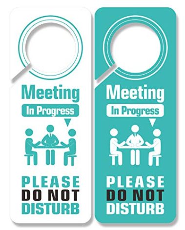 2 Pack Meeting in Progress Door Sign, Do Not Disturb Door Hanger Funny PSLER Meeting in Progress Door Sign Two Sided Used for Many Places Like Law Firms, Offices, Clinics Christmas Gifts