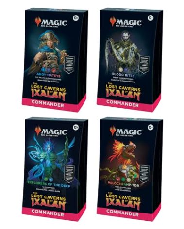 Magic: The Gathering The Lost Caverns of Ixalan Commander Deck Bundle – Includes All 4 Decks (Ahoy Mateys, Blood Rites, Explorers of The Deep, Veloci-ramp-tor)