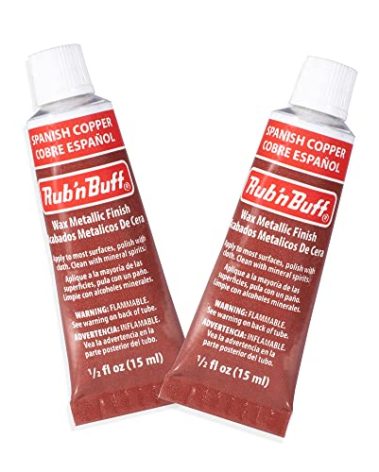 AMACO Rub n Buff Wax Metallic Finish - 2 Rub n Buff Spanish Copper 15ml Tubes - Versatile Gilding Wax for Finishing Furniture Antiquing and Restoration - Rub and Buff Colors Set of Two