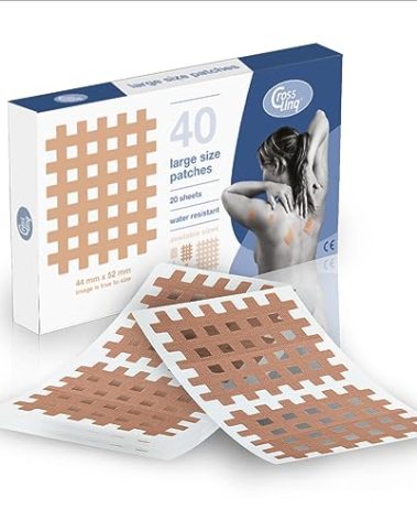CrossLinq Acupressure Patches | Acupuncture Patch for Scars & Muscle Pain | Crosshatch Pain Patches | Non-Elastic Crosspatches | Large | (Pack of 40)