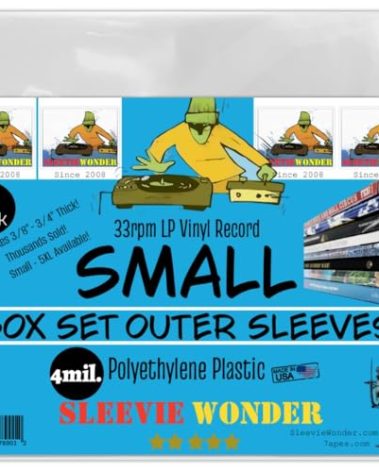 Small Box Set Outer Plastic Sleeves (x5) 4mil Thick USA Polyethylene for 33rpm LP Vinyl Record Album Boxset - Strong Poly Bag Covers - Best Protects 3/8"-3/4" Boxes (+1 Free Dj Sticker)