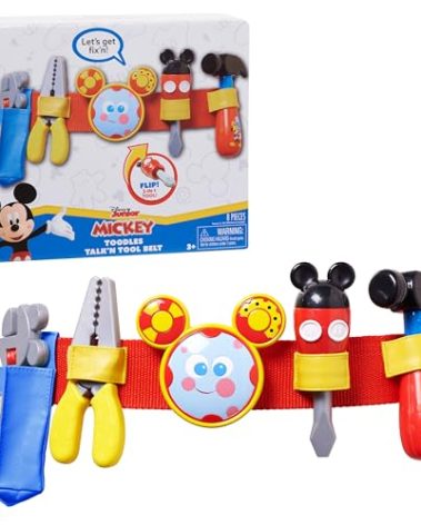 Disney Mickey Toodles Talk'n Toolbelt and Kids Play Tool Accessories for Dress Up and Pretend Play, Kids Toys for Ages 3 Up by Just Play