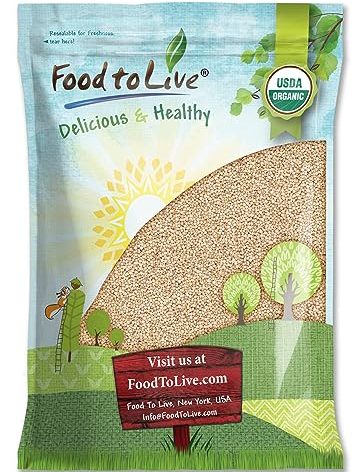 Food to Live Organic Italian White Whole Grain Sorghum, 10 Pounds — Non-GMO White Groats. Raw Milo Seeds. Vegan, Bulk Broom-corn. Durra is Great for Making Flour and Popped Jowar Dhani