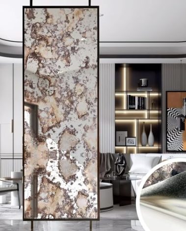 LiveInUrban Vintage Foxed Silver Rusts Antique Chrome Reflective Style Wallpaper, Grunge Peel and Stick Contact Paper for Wall Furniture Vanity Dresser Home Decor, 22.83"x78.74"