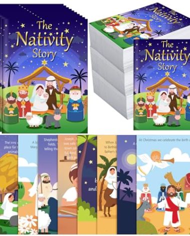 Moinchore 30 Pcs Small Christmas Nativity Story Books Bulk 4.1x5.5 Inch Bible Christian the Nativity Story of Jesus Birth Books Religious Prizes for Party Sunday School Church Bag Filler