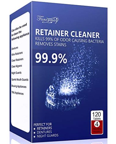 Retainer Cleaner Tablets - 4 Months Supply, Cleaning Tablets for Denture Aligners Invisalign, Mouth Guard Night Guard Cleaner, Remove Odors, Discoloration, Stains & Plaque, Mint