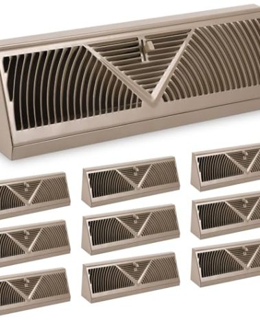 Yaocom 10 Pack Baseboard Register Vent 15 Inch Duct Opening Size Vent Covers for Home Floor Diffuser Wall Corner Brown Baseboard Air Covers, Smooth Air Adjust Lever, Heavy Duty Steel, Easy Install