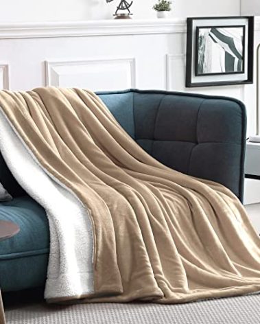 Walensee Sherpa Blanket (Throw Size 50”x60” Taupe tan), Super Soft Fleece Plush Blankets for Bed, Couch, Sofa, Fuzzy Warm Cozy Microfiber Flannel Lightweight Throw Blanket for Adults, Man, Woman