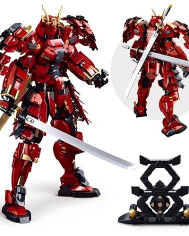HIGH GODO Samurai Mech Warrior Model Building Sets, Double Swords Robot Building Blocks Toy Set, 923 Pieces Creative Collectible Gift for Adults Man Teens 14+