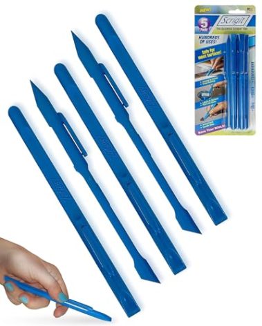Scrigit Scraper No-Scratch Plastic Scraper Tool, 5 Pack - The Handy Multi-Use Scraping Tool for Removing Food, Labels, Stickers, Paint, Grease - Easy to Hold, Reaches Tight Spaces and Crevices