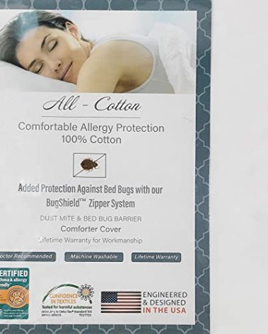 National Allergy Premium 100% Cotton Duvet Comforter Protector - Long Twin Size - 70" x 90" - White - Breathable 300 Thread Count Hypoallergenic Cover - Zippered Encasement - Bedding Linen