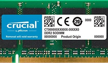 Crucial 2GB Single DDR2 800MHz (PC2-6400) CL6 SODIMM 200-Pin Notebook Memory Module CT25664AC800