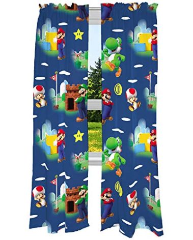 Franco Kids Room Window Curtains Drapes Set, 82 in x 84 in, Super Mario