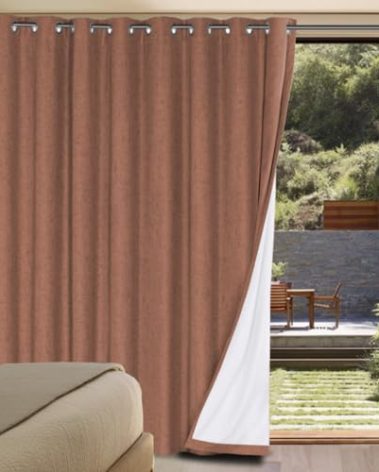 H.VERSAILTEX Linen Blackout Curtains Durable Thick Textured Linen Look 100% Blackout Patio Door Curtain Anti Rust Grommet Extra Wide Sliding Door Curtain Panel, W100 x L84 inch, Washed Spice