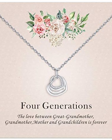 OR OLD RUBIN Great Grandma Necklace-925 Sterling Silver Four Hearts Generations Necklace Great Grandma Grandmother from Grandchildren