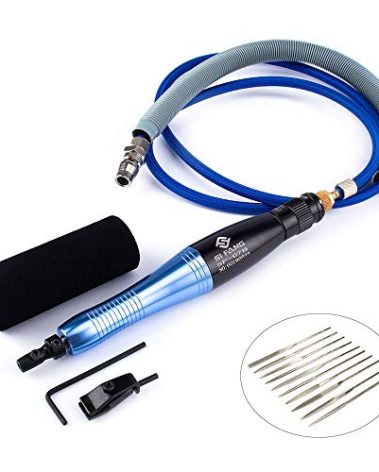 SI FANG Turbine Reciprocating Pneumatic Ultrasound Grinder Micro Pneumatic Air Pencil Die Grinder Kit for Mould Metal Lapping Filing Grinding Buffing Polishing Sanding Tools