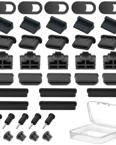 40PCS USB Port Cover, Silicone Anti Dust Cover Dust Plugs Caps for Computer Camera, USB, USB C, RJ45, HDMI, SD Port, Headphones Port, Audio Port (8 Types)