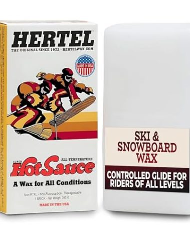 Hertel Super HotSauce All Temperature Ski and Snowboard Wax - Easy to Apply, Rub On or Iron On Hot Wax for Snowboards and Skis - Made in USA, All Weather Conditions (340 g)