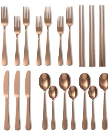 Homwoody Upgraded 18/8 Stainless Steel 28-Piece Flatware Cutlery Set(Rose Gold)-Silverware set for 4-Luxurious Home Kitchen Dinnerware Sets-Kitchen Accessories-Perfect House Warming/Christmas Gift