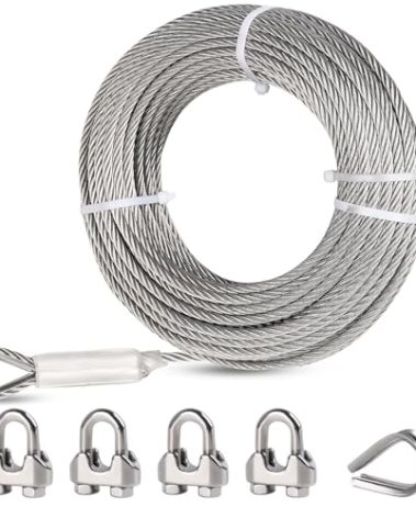 Fologtoo 1/2" Stainless Steel Cable, 25ft Wire Rope, 7x19 Strand, 23000lbs Breaking Strength, 304 Stainless Steel Heavy Duty Metal Cable for Yard Zipline, Winch Cable, Boat Lifts
