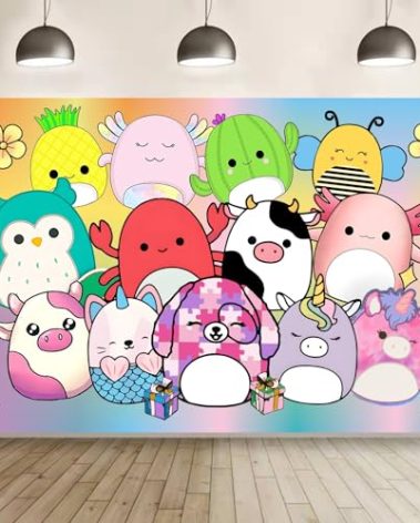 Cartoon Animal Background Birthday Banner Backdrop for Kids Birthday Party Supplies Decorations (5x3ft)