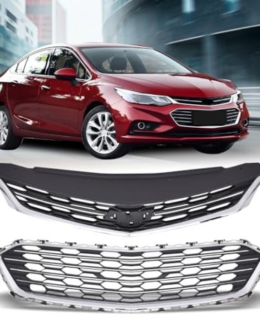 CATYPATT Upper +Lower Grille Assembly Chrome Center Grille Compatible With 2016 2017 2018 CHEVROLET CRUZE 84189617+23504350