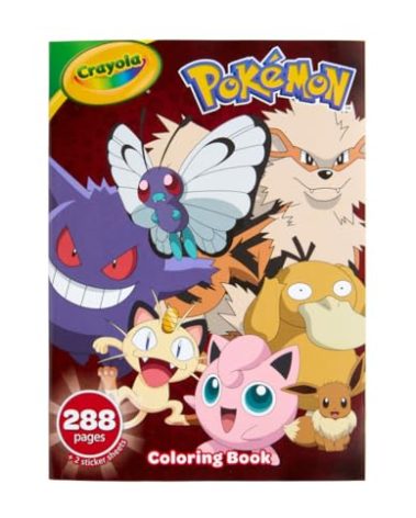 Crayola Giant Pokemon Coloring Book (288 Pages), 2 Sticker Sheets, Coloring Book for Kids & Adults, Travel Activity, Pokemon Gift for Kids, 3+