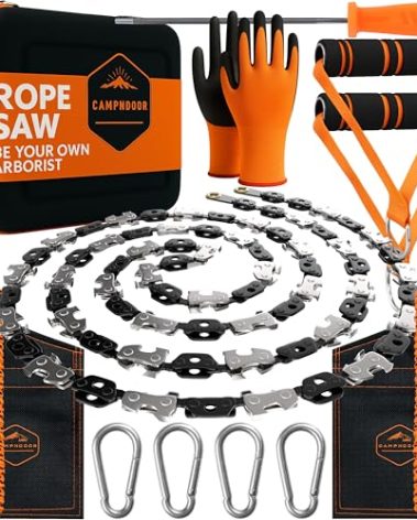 CAMPNDOOR High Limb Rope Saw 53 In - Zero Effort 360 Rope Chain Saw - Sharp Manual Tree Limb Cutter - Hand Chainsaw with Ergonomic Handles and Carrying Case - Fast and Easy Pocket Chainsaw