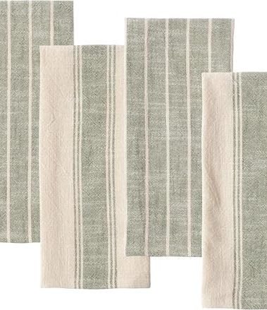 KAF Home Natural Rustic Farmhouse Slubbed Kitchen Towel | 100% Cotton Dish Towel, 18 x 28 Inches | Soft and Absorbent (Olive, Set of 4)