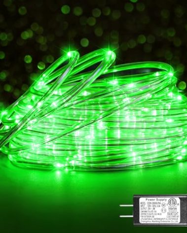 66FT 200 LED Rope Lights for Outside, Connectable Rope Lights Outdoor Waterproof with 8 Modes, Plug in Christmas String Lights for Indoor, Fence, Patio, Garden, Trampoline, Deck, Pool Decor - Green