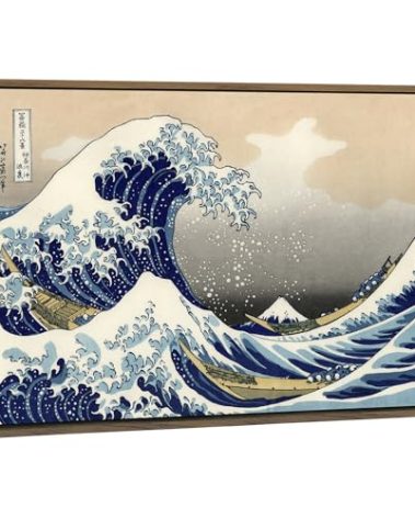 Wieco Art Framed Art Great Wave of Kanagawa Katsushika Hokusai Giclee Canvas Prints Wall Art Abstract Seascape Paintings for Home Living Room Decorations
