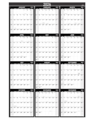 2026 Yearly Wall Calendar - 2026 Calendar, Jan 2026 - Dec 2026, 34.4" x 22.8"(Open), Yearly Wall Calendar 2026, Vertical Layout, Double-Sided Round Stickers, Large Calendar