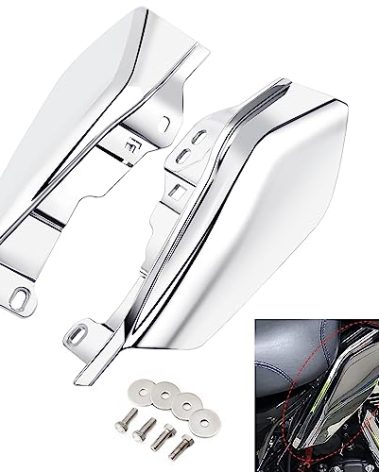PBYMT Mid Frame Air Deflectors Heat Shield Compatible for Harley Touring Road King Street Electra Glide 2009-later Also Compatible with Models Equipped with Coolflow Fan(Chrome)