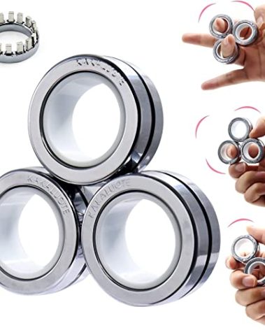 Upgraded Decompression Magnetic Rings Fidget Toys, Pack of 3, Silver, Copious Training Relieves Reducer Anxiety, Stress,Cool Neodymium Magnet Spinner for Adult
