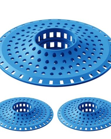 Aluvor Shower Hair Drain Catcher, Silicone Bathtub Drain Hair Catcher Strainer, All-in-one Tub Hair Catcher Drain Protector for 1.48'' to 1.76'' Regular Drains, 3PCS/Blue