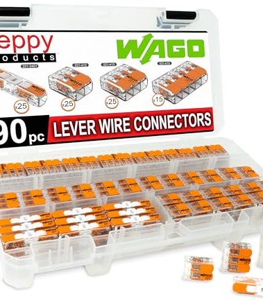 WAGO 221 Lever Nuts 90pc Compact Splicing Wire Connector Assortment with Case. Includes 221-2401, 221-412, 221-413, 221-415