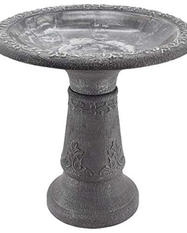 Arcadia Garden Products BB05 Stone Fiberclay Birdbath 19.5x10.25x20.5, Grey