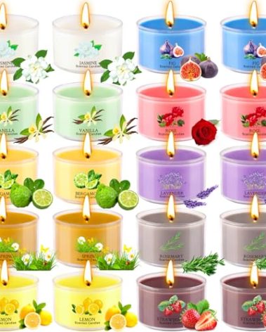 Aromatherapy Scented Candles 20 Pack - Small Candle Gift Set for Women with 10 Scents, 1.6oz Long-Lasting Soy Wax Candles for Relaxation, Yoga, Bath, Christmas Birthday Gifts, Home Decor