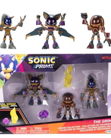 Sonic Prime 2.5-inch Action Figures The Grim Themed 5 Pieces: Sonic Trooper, Knuckles Trooper, Rouge Trooper, Yellow Shard and Purple Shard. Ages 3+ (Officially Licensed by Sega and Netflix)