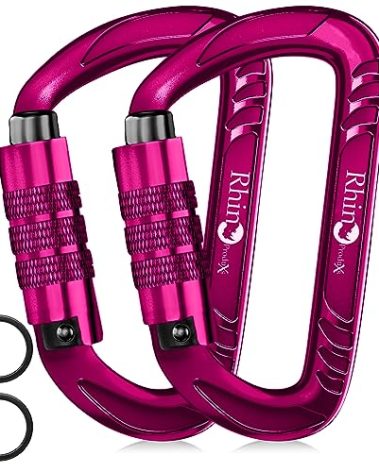 Rhino Produxs 12kN (2697 lbs) Heavy Duty Carabiner Clips, for Securing Pets, Outdoor, Camping, Hiking, Hammock, Dog Leash Harness, Keychains